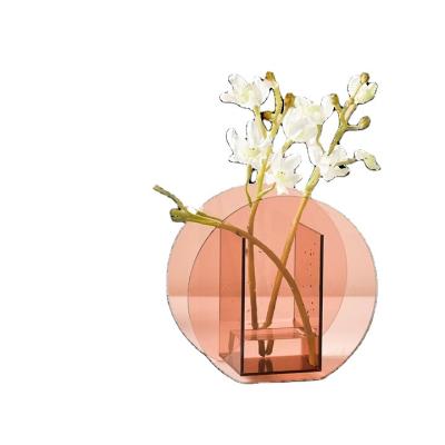 China Art Nordic minimalist simple geometric transparent color acrylic flower vase layout decoration for sale