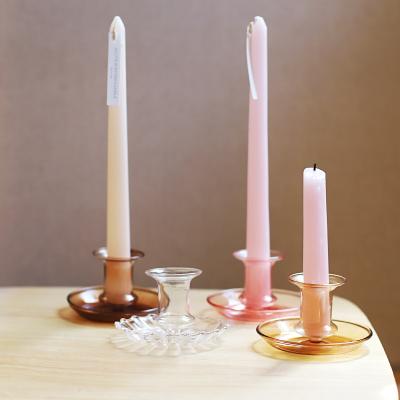 China Minimalist Amazon small size colorful craft dinner hot sale cute creative glass candle holder for wedding for sale