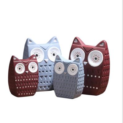 China Imitation Antique Owl Interior Ceramic Rustic Home Modern Colorful Ornaments Decor Sculpture Crafts for sale