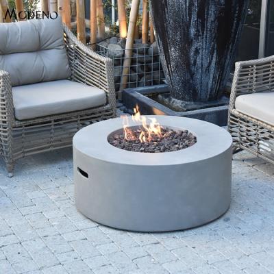 China MODENO Stocked In Stock Electronic Cement Round Cement Round Firepit Ignition Burners Electronic Fire Pit Concrete Fire Table for sale