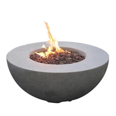 China MODENO Stocked Best Selling Gray GRC Gas Round Fire Bowl Outdoor Pit Heater Lunar Fire Bowl for sale