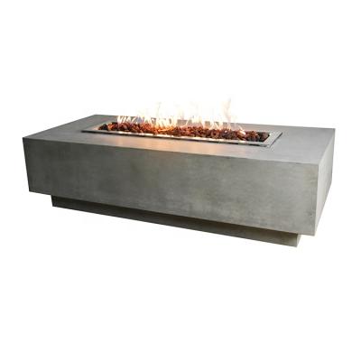 China Large Rectangle Gas Fireplace Decorative Concrete Mine Firetable Hot Stocked Elementi Sale Outdoor Table for sale