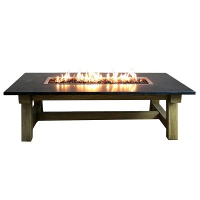 China Black Stocked Elementi Indoor Decor Dining Fire Table Outdoor 60 Inch Rectangular Workshop Cafe Gas Fire Pit Table for sale