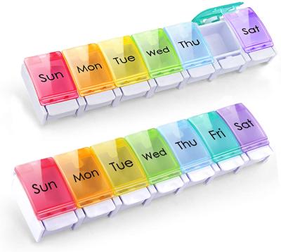 China Hot sales push button 7 day big push button design weekly pill box for sale