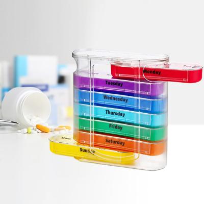 China Hot Selling Viable Travel 28 Case Pill Plastic Case 7 Day 4 Time Pill Organizer Weekly Pill Box for sale