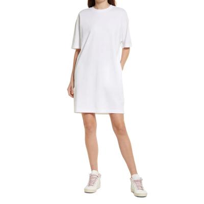 China Anti-wrinkle Ladies summer short sleeve 100% combed cotton T-shirt skirt casual loose version dress for sale