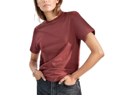 China Custom Anti-Wrinkle Spandex Cotton Logo Printed Plain Color Blank Ladies Casual T-shirt for sale