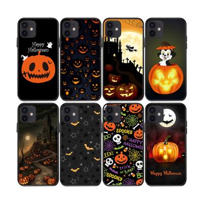 China Anti-drop For iPhone Pumpkin Ghost Cell Phone Cover Carnival Halloween Black TPU Phone Case Scary Cartoon Ghosts Halloween Pumpkin Ghost Cell Phone Cover for sale