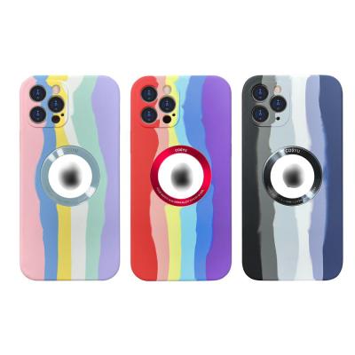 China Colorful Anti-fall Silicone Phone Case For iPhone Rainbow Cell Phone Cover Soft Mobile Case for sale