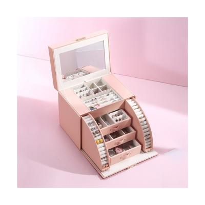 China Jewelry Package Factory Directly Sell Travel Leather Mini Jewelry Case Storage Box for sale