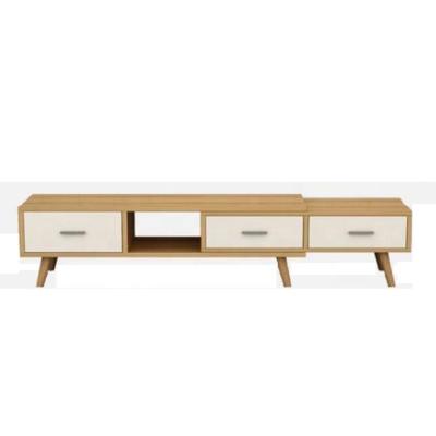 China Modern Wooden TV Stand Adjustable Length TV Console Table Bench With Solid Wood Legs for sale