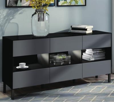 China Modern Living Room Wood Furniture Gray and Black 6 Drawers Chest Modern Wooden PANEL, PANEL for sale