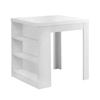 China Ease of Assemble Cheap Wooden Dining Table for Small Family Modern White Dining Tables with Storage Shelves for sale