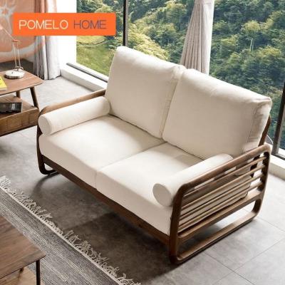 China Adjustable (height) Pomelohome anti-corrosion crafts Imported  leather is hand-polished to make the overall North American black walnut double sofa for sale