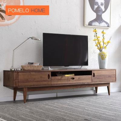 China Adjustable (height) Pomelohome New Chinese  hand polished and beautifully crafted North American black walnut TV cabinet for sale