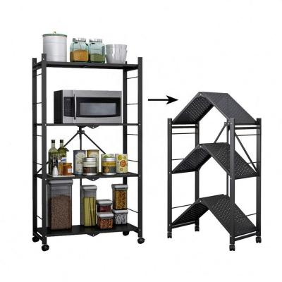 China Corrosion Protection PomeloHome stainless steel rack multilayer folding metal stackable kitchen helper shelf for sale