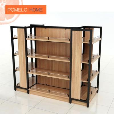 China Single-sided Pomelohome Wooden Supermarket Display Shelves For Store for sale