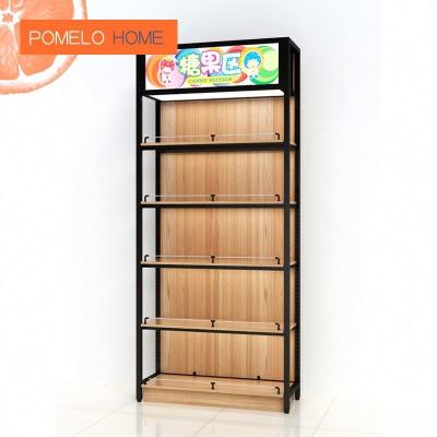 China Single-sided Pomelohome Store Shelves Wood Rack Wooden Display Supermarket Rack Shelves for sale