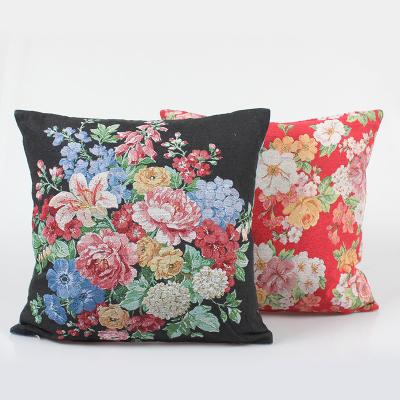 China New Style PORTABLE Jacquard Decorative Cushion Cover Custom Floral Cotton and Polyester Embroidery Custom Pillow Case for sale