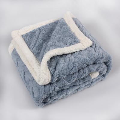 China Wholesale Folded Touchat Sherpa Jacquard Fabric Knit Blanket Fuzzy Fluffy Soft Cozy Plaid Fleece Fabric Throw Blanket for sale