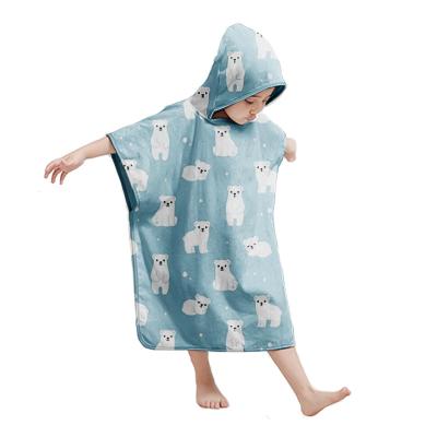 China Custom Animal Pattern Sublimation Plush Cotton Polyester Hooded Baby Towel Micro Print Child Safe for sale