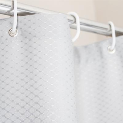 China Durable 190GSM Thickened Polyester Honeycomb Simple White Color Hotel Shower Curtain Waterproof And Moldproof for sale