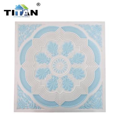 China Artistic Ceilings Embossed GRG Hand Painted Colored Gypsum Ceiling Tiles for sale