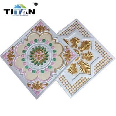 China Artistic Ceilings Somalia 60x60cm Fireproof Decor Fiberglass Reinforce 3D Colored GRG Gypsum Ceiling for sale