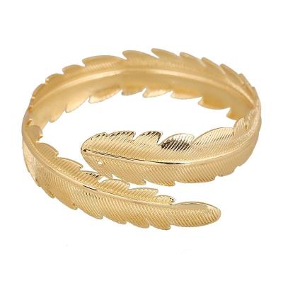 China Adjustable Alloy Bangle Leaf Shape Wide Arm Cuff Bangle Metal Jewelry Bangle Wholesale for sale