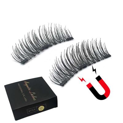 China Thick Magnetic Eyelashes With 4 3D False Magnets Lashes Handmade Natural Magnet Lashes for sale