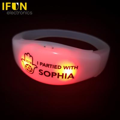 China Noise enabled; Factory Motion Voice and Music Control Multiple Case Color and Flashing LED Activated or Regular Colors LED Flashing Lights Wristband Wristband for sale