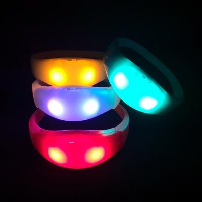 China Hot Selling Multi Colored Flashing LED Concerts and Small Parties Concerts Color Noise Activated Wristband Lights for Events for sale