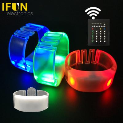 China ABS case+PVC bands+electric elements Radio LED Coldplay remote part controlled Rfid promo LED flashlight pixel LED acrylic wristbands for sale