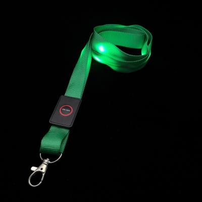 China Plug and Light Up Custom Company Logo Print Polyester Neon Nylon Good Quality Name Cards Gifts Glowing in Dark LED Lights Hot Selling Lanyard for sale