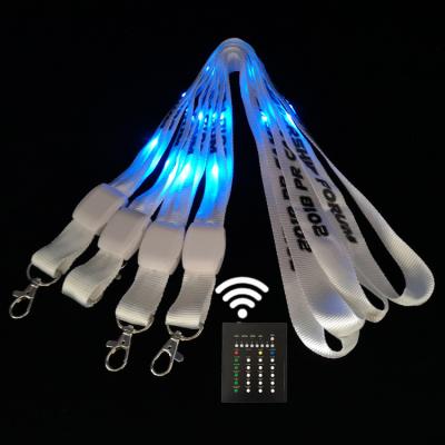 China Nylon Concerts Festivals Brand Promotion Logo Print Custom Flashing Lighting Remote Controlled LED Lanyard for sale