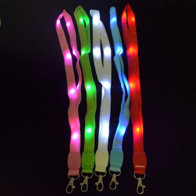 China Plug and Light Up Name Cards Premium Custom Colorful LED Lights Key Chain Flashing Led ID Card Neck Strap Glow Necklace Lanyard for sale