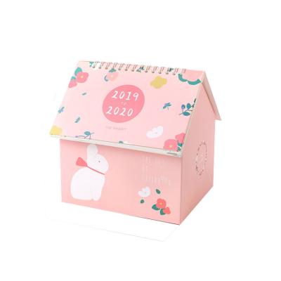 China Durable House Shape Design Decorated Printing Boxed Desk Calendar for sale