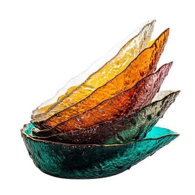 China Viable Large Glass Salad Bowl Fruit Bowl Tableware Colorful Glass Dessert Bowls Dinnerware Set for sale