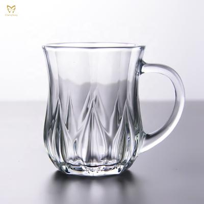 China 160ml Drinking Glass Eco-friendly Clear Coffee Cup Restaurants Appliances Coffee Juice Water Glass Mug With Handle for sale