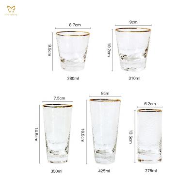 China Crystal Pint Juice Glass apparatus in the shape of a hammer gold rim wholesale from restaurants for sale