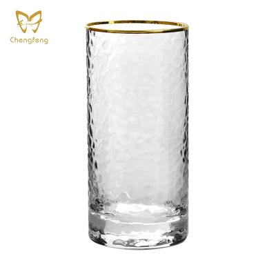 China Restaurants Glass Appliances Mixing Drink Glass With Gold Rim for sale