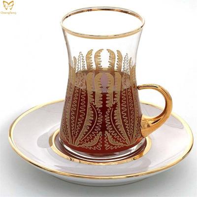 China Turkish Restaurants Appliances Tea Glasses With Saucers & 5 Oz Turkish Mirra Coffee Sets (Set 6) for sale