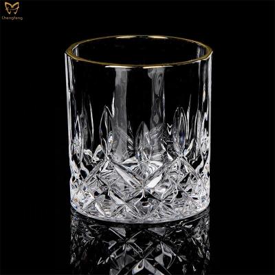 China Restaurant and household appliance hot sale gold rimmed whiskey glass, home decoration whiskey glasses for sale