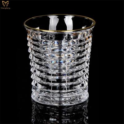 China Restaurant and Household Appliance 260ml Whiskey Classic Drinking Glass with Hand-Painting Gold Rim for sale