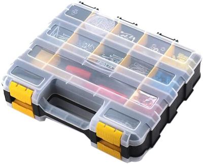 China 34 Compartments Eco-friendly Plastic Storage Tool Suitcase Double Clear Outdoor Box For Parts Screw Earrings for sale