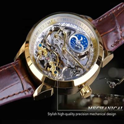 China 2022 Power Reserve Luxury Naked Carved Mirror Men's Mechanical Watch Men's Mirror Belt Watch for sale