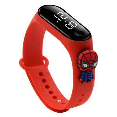 China Hot Sale Full Calendar Superhero Wristband Cartoon Figures Kids Digital Watch Students Shape Watch Swimming Waterproof Touch Screen New for sale