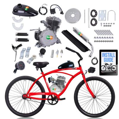 China 80cc Bicycle Engine Kit 2 Racing Bicycle Conversion Kit Black Silver Fuel Tank Motorized Bike Tool Kit Silver for sale