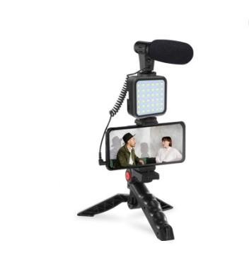 China 2021 New Arrival mobile Live Streaming Device Mic Vlogging Microphone Kit LED Lighting for sale