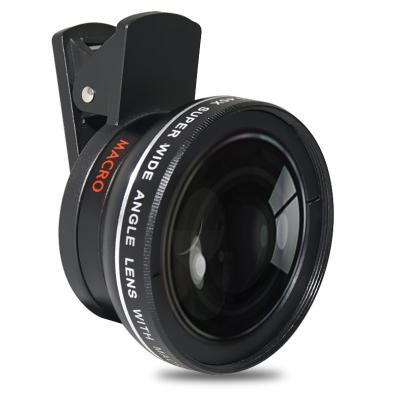 China Professional Phone Camera Lenses 0.45X Wide Angle 15X Macro Lens With Clips 2in1 Kit For mobile phone en venta